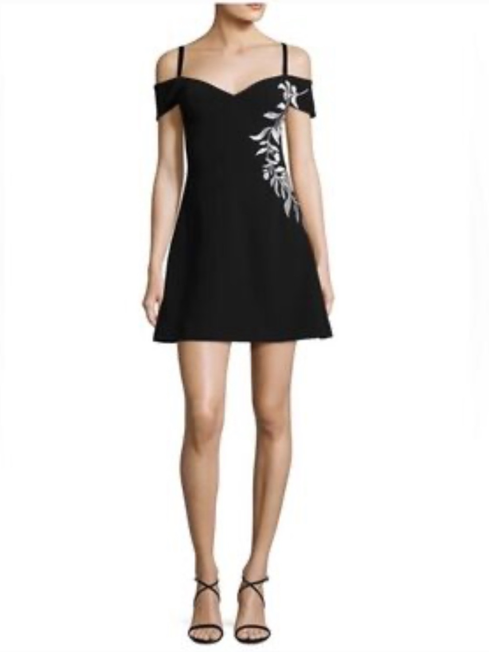 CINQ A SEPT Larkin Cold Shoulder Floral Contrast Mini Dress